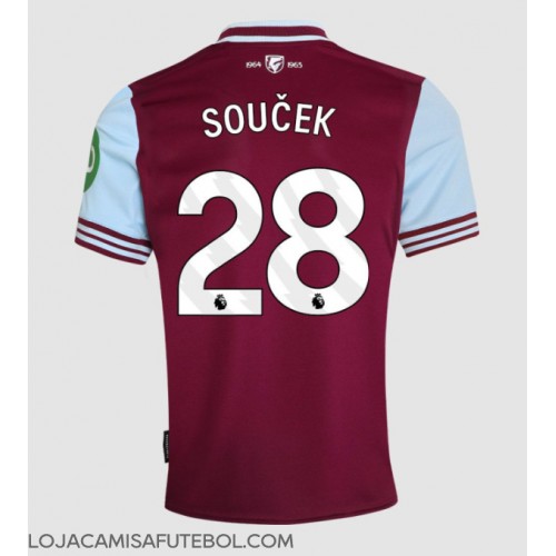 Camisa de Futebol West Ham United Tomas Soucek #28 Equipamento Principal 2024-25 Manga Curta